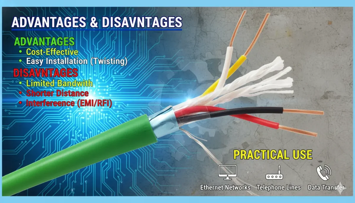 টুইস্টেড পেয়ার ক্যাবল এর সুবিধা ও অসুবিধা ও বাস্তব ব্যবহার
