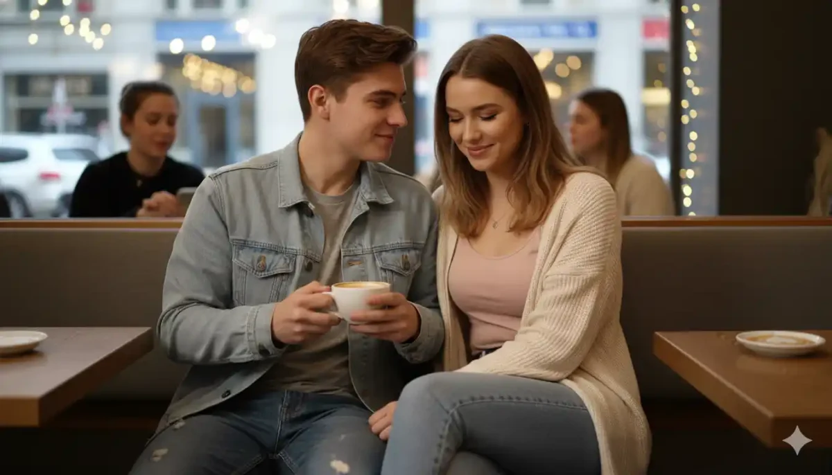 ক্যাফের বেঞ্চে পাশাপাশি