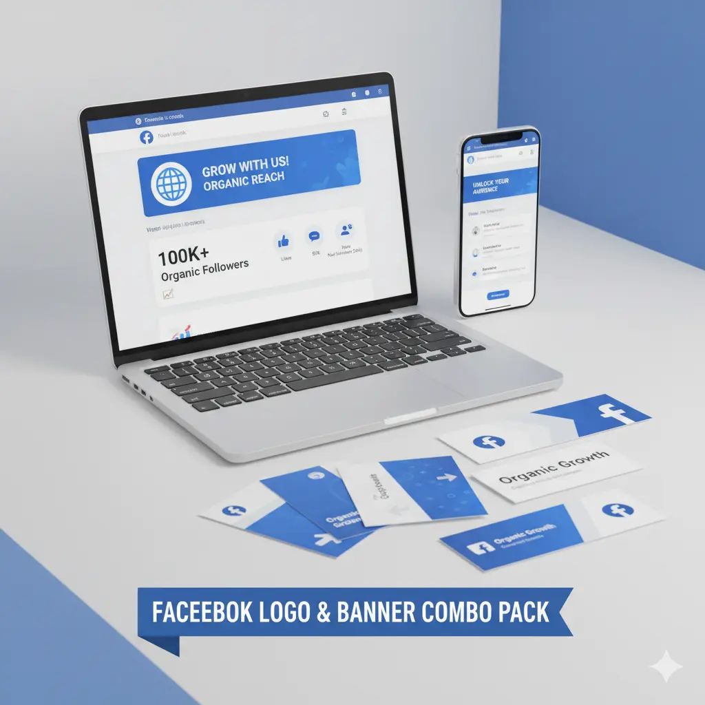 Facebook Organic Follow Logo Banner Combo Pack