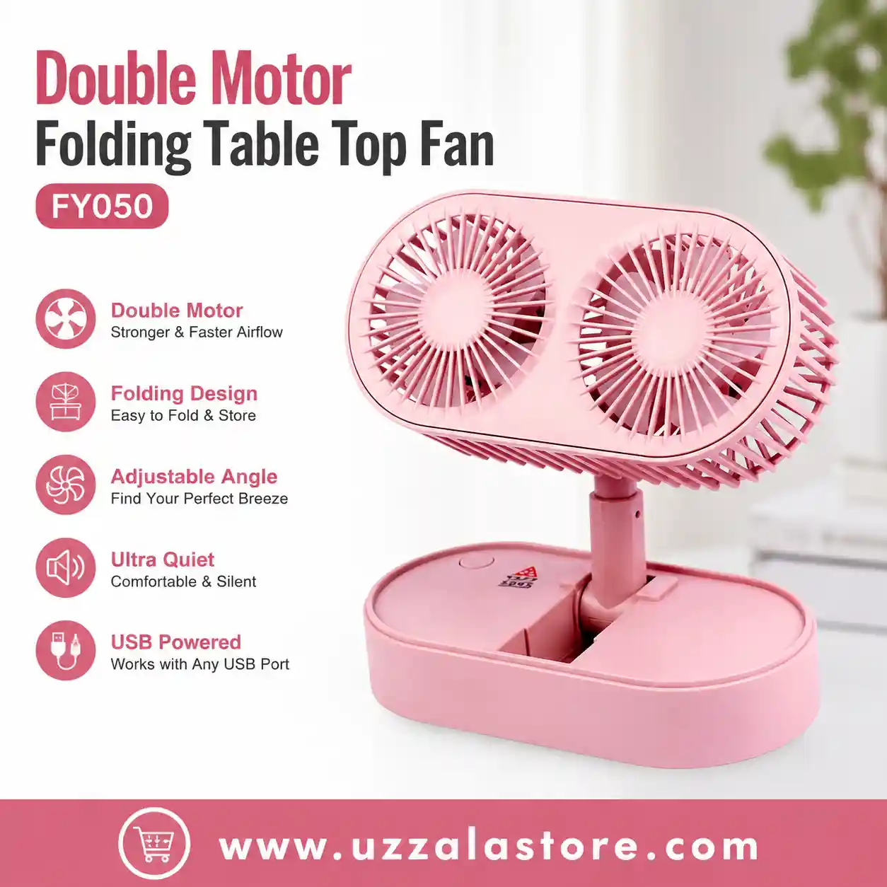 Double Motor Folding Table Top Fan FY050